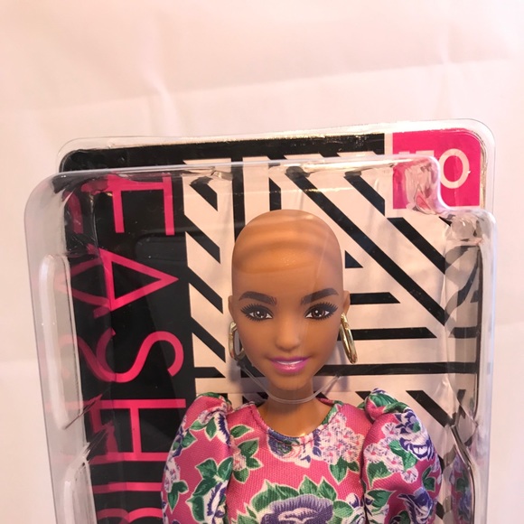 Barbie Fashionistas Doll #150 - No-Hair Look In Pink Floral Dress & White Booties, Toy For Kids 3+